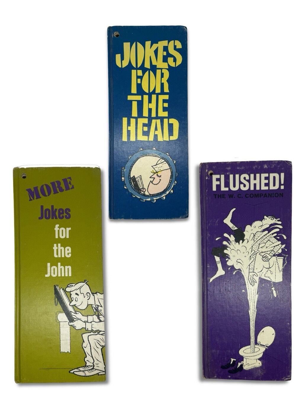 Kanrom Bathroom Humor Book Set of 3 1960s Vintage Novelty Flushed Jokes John